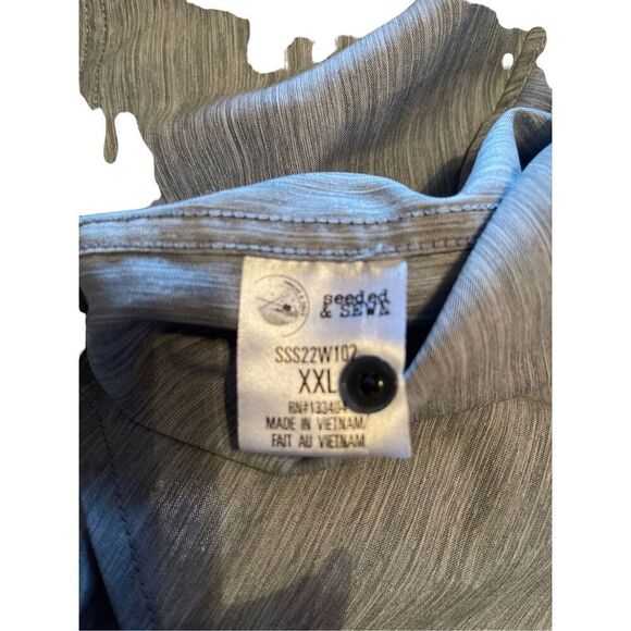 Seeded & SEWN Mens Gray Space Dye Collared Short Sleeve Button Up Shirt Size XXL - Picture 5 of 12